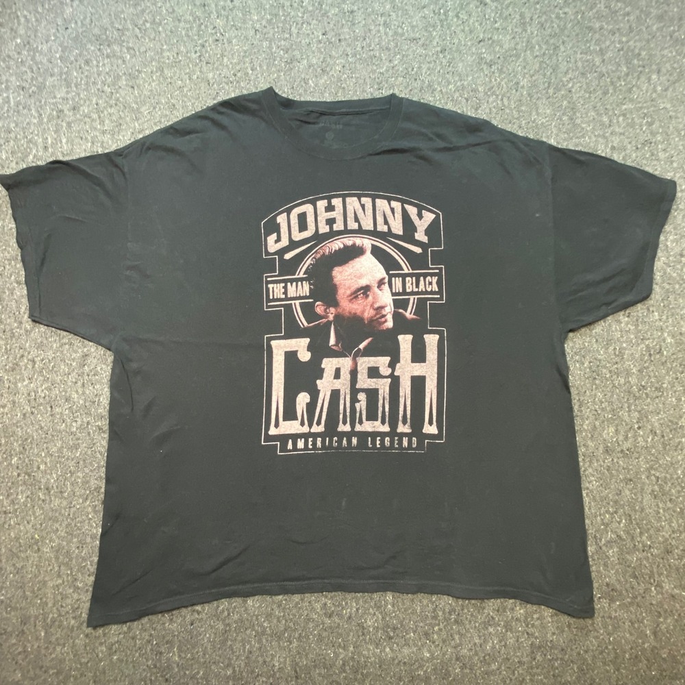 Johnny Cash Graphic T Shirt 3XL Mens Black American Legend Man In Black Tee